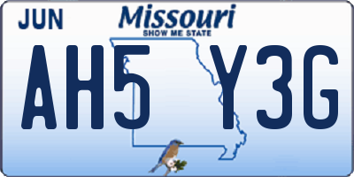 MO license plate AH5Y3G
