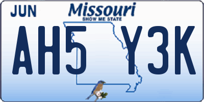 MO license plate AH5Y3K
