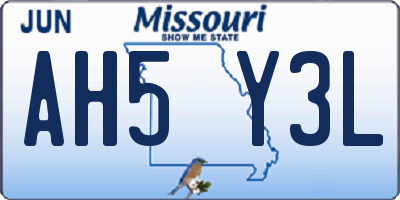 MO license plate AH5Y3L