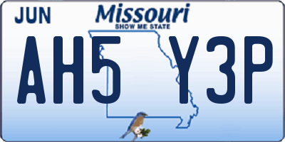 MO license plate AH5Y3P