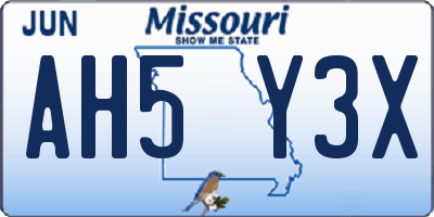 MO license plate AH5Y3X