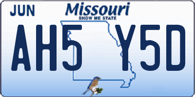 MO license plate AH5Y5D