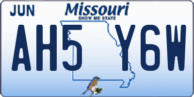 MO license plate AH5Y6W