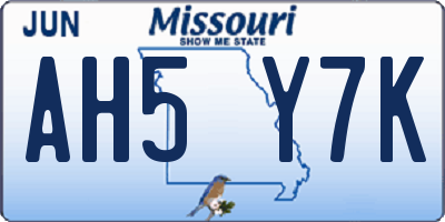 MO license plate AH5Y7K