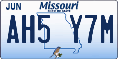 MO license plate AH5Y7M