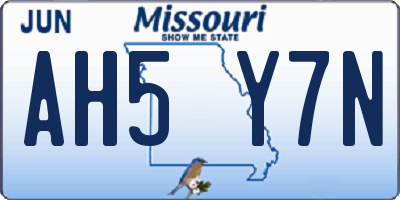 MO license plate AH5Y7N