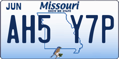 MO license plate AH5Y7P