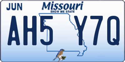 MO license plate AH5Y7Q