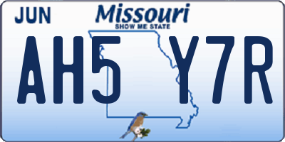 MO license plate AH5Y7R