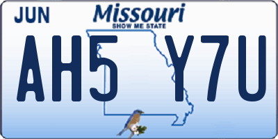 MO license plate AH5Y7U