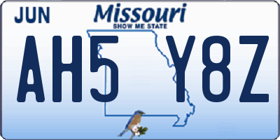 MO license plate AH5Y8Z
