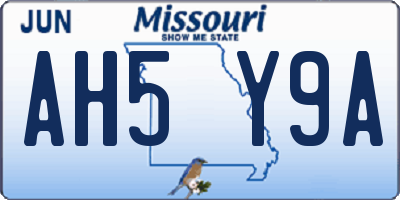 MO license plate AH5Y9A