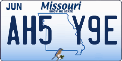 MO license plate AH5Y9E