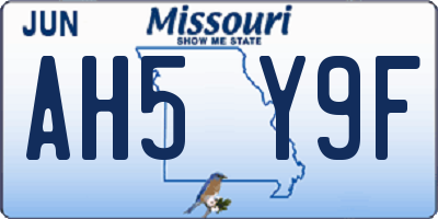 MO license plate AH5Y9F