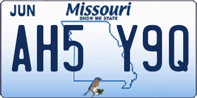 MO license plate AH5Y9Q