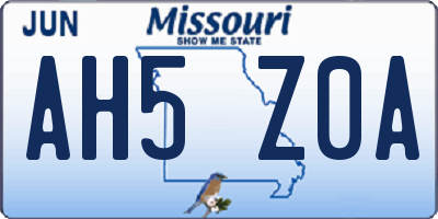 MO license plate AH5Z0A