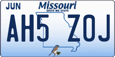 MO license plate AH5Z0J