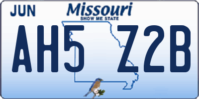 MO license plate AH5Z2B