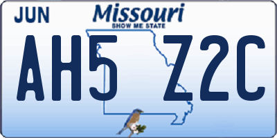 MO license plate AH5Z2C