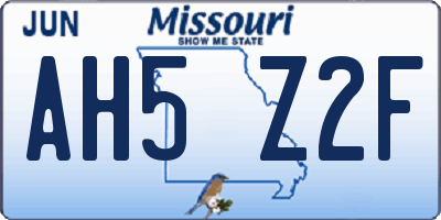 MO license plate AH5Z2F