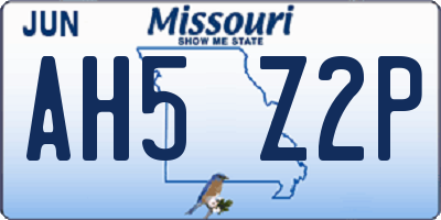 MO license plate AH5Z2P