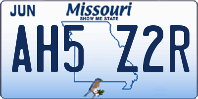 MO license plate AH5Z2R