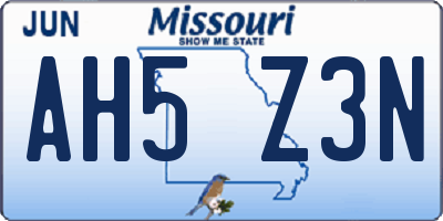 MO license plate AH5Z3N