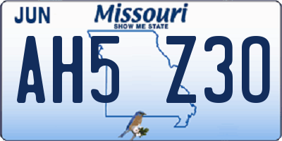 MO license plate AH5Z3O