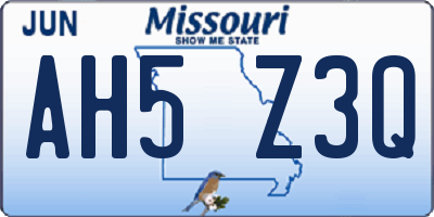 MO license plate AH5Z3Q