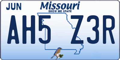 MO license plate AH5Z3R