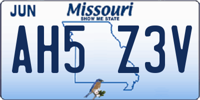 MO license plate AH5Z3V