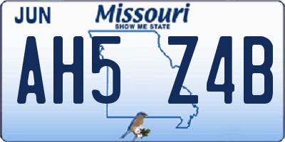 MO license plate AH5Z4B