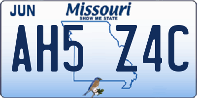 MO license plate AH5Z4C