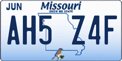 MO license plate AH5Z4F