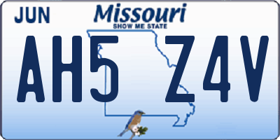 MO license plate AH5Z4V