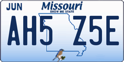 MO license plate AH5Z5E