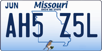 MO license plate AH5Z5L