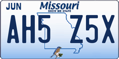 MO license plate AH5Z5X