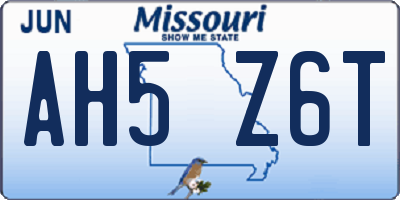 MO license plate AH5Z6T