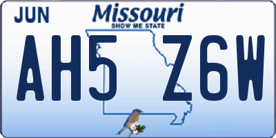 MO license plate AH5Z6W