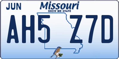 MO license plate AH5Z7D