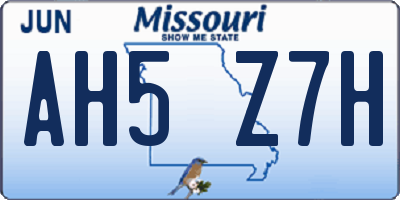 MO license plate AH5Z7H