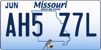 MO license plate AH5Z7L