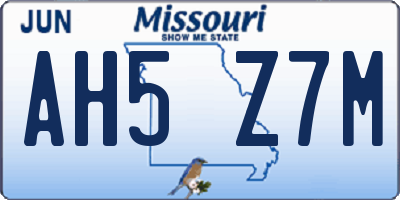 MO license plate AH5Z7M