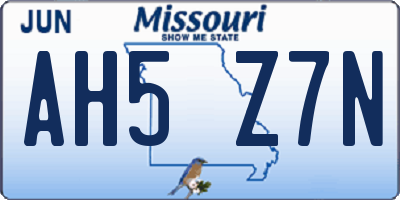MO license plate AH5Z7N