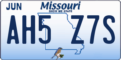 MO license plate AH5Z7S