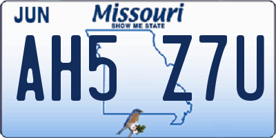 MO license plate AH5Z7U