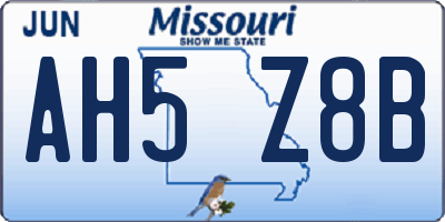 MO license plate AH5Z8B