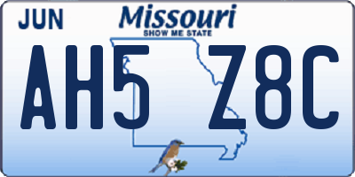 MO license plate AH5Z8C