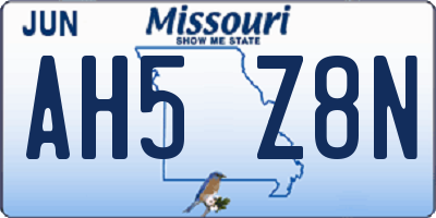 MO license plate AH5Z8N